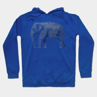 Standing Elephant Word Cloud Art Hoodie